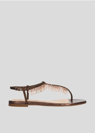LOLA CRUZ Flat Sandals Mod. 018Z00BK dark brown