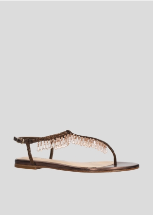 LOLA CRUZ Flat Sandals Mod. 018Z00BK dark brown
