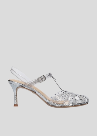 LOLA CRUZ Heeled sandals Mod. 024Z71BK silver