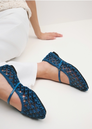Bailarinas LOLA CRUZ Mod.028Z14BK azul zafiro