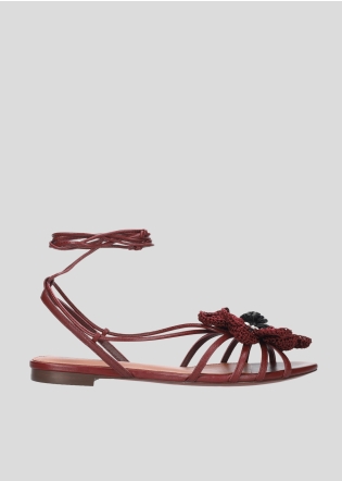LOLA CRUZ Flat Sandals Mod. 036Z14BK burgundi