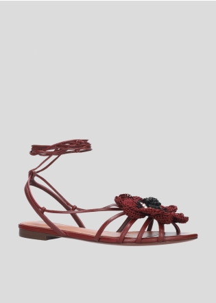 LOLA CRUZ Flat Sandals Mod. 036Z14BK burgundi