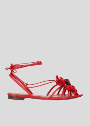 LOLA CRUZ Flat Sandals Mod. 036Z14BK red