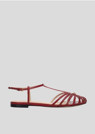 LOLA CRUZ Flat Sandals Mod. 138Z59BK burgundi