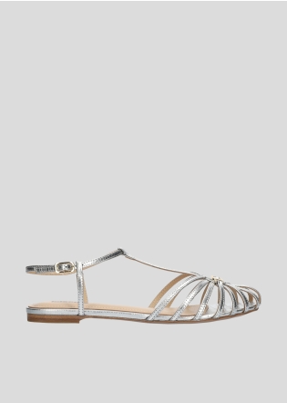 LOLA CRUZ Flat Sandals Mod. 138Z59BK silver