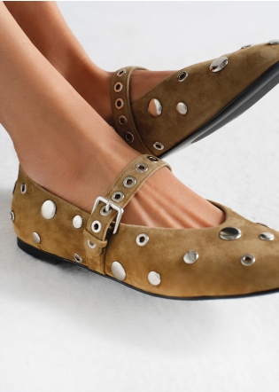 LOLA CRUZ Ballerinas Mod. 175Z30BK olive green