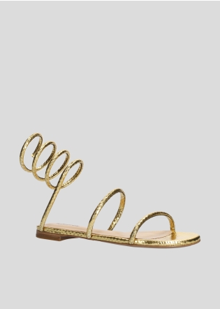 LOLA CRUZ Flat Sandals Mod. 343Z51BK gold