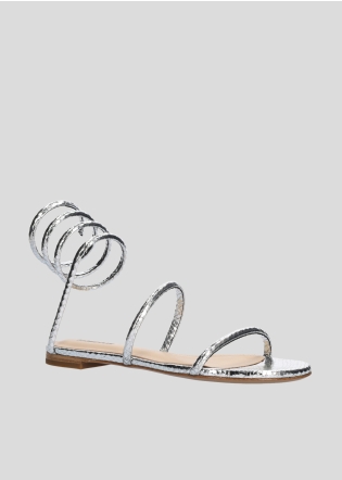 LOLA CRUZ Flat Sandals Mod. 343Z51BK silver