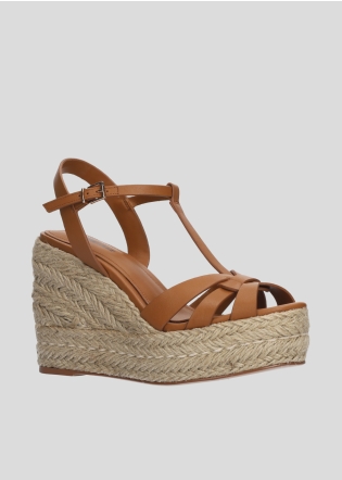 LOLA CRUZ Platform Sandals Mod. 308P10BK tan