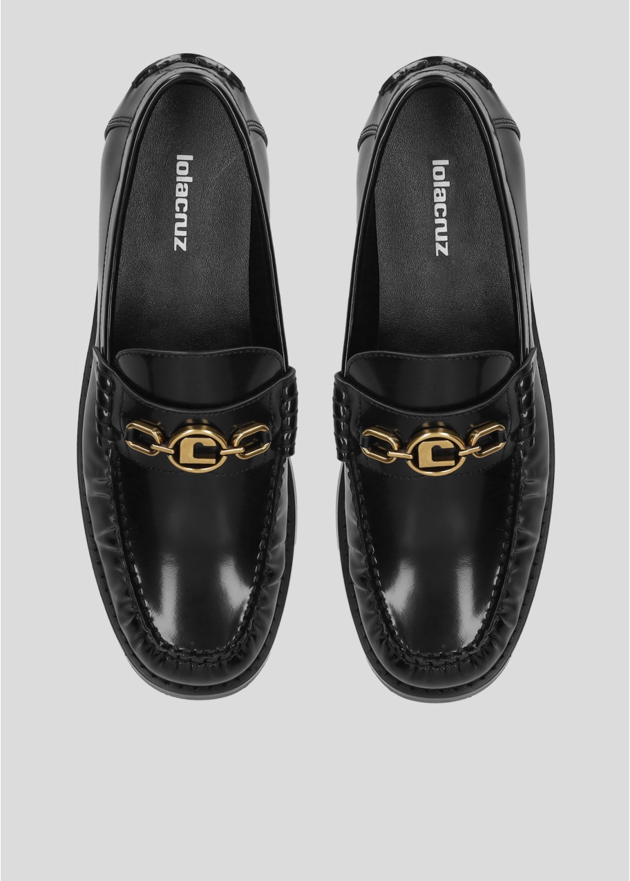 Mocasines de mujer Lola Cruz de piel. Modelo Louise con con adorno