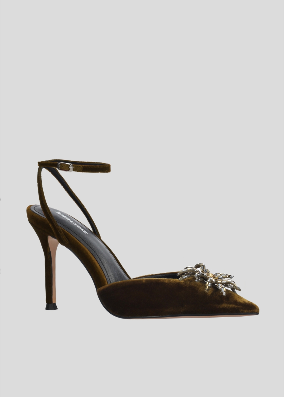 Sandalias de Mujer en Terciopelo con Adorno LOLA CRUZ