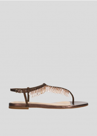 LOLA CRUZ Flat Sandals Mod. 018Z00BK dark brown