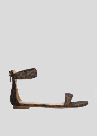 LOLA CRUZ Flat Sandals Mod. 153Z73BK leopard