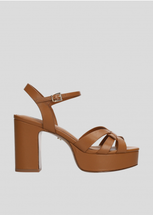 LOLA CRUZ Platform Sandals Mod. 414P10BK tan