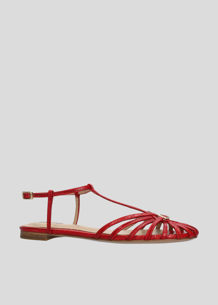Sandalias Planas LOLA CRUZ Mod.138Z59BK rojo