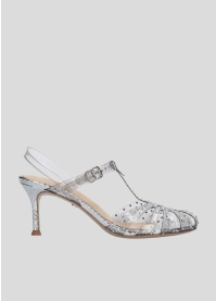 LOLA CRUZ Heeled sandals Mod. 024Z71BK silver