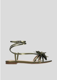 LOLA CRUZ Flat Sandals Mod. 036Z17BK kaki green