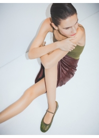 LOLA CRUZ Flat shoes Mod. 178Z30BK kaki green